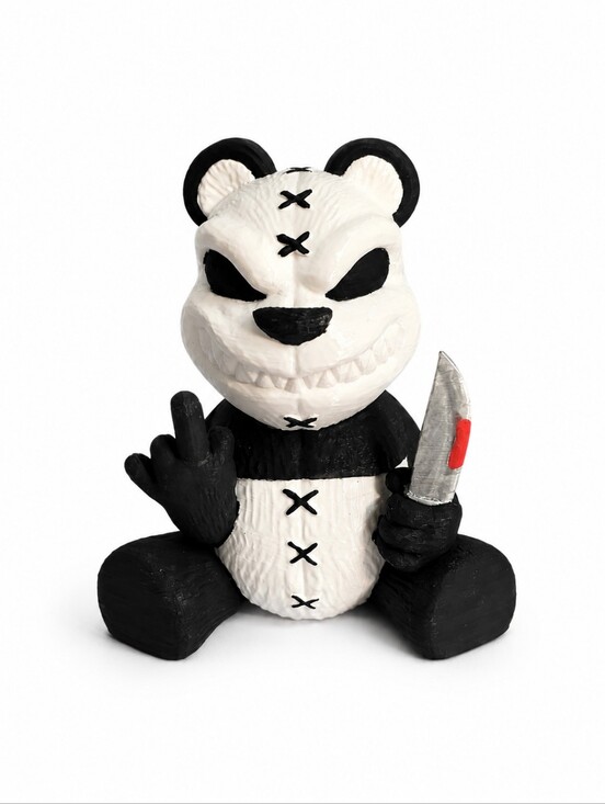 Handmade Other - 3D Printed Creepy Panda Figurine Gothic Horror Desk Decor Handmade Collectible